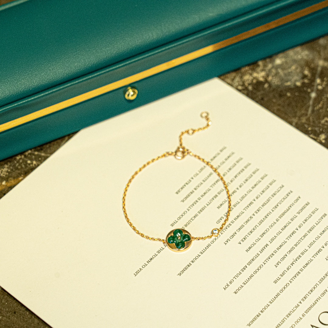 ⭐Miroze SUN MALACHITE 1 DIAMOND PINK GOLD BRACELET