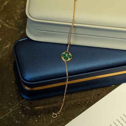[⭐Miroze]SUN MALACHITE 1 DIAMOND PINK GOLD BRACELET