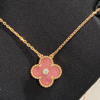 ⭐Miroze CLOVER 15MM DIAMOND RHODONITE NECKLACE