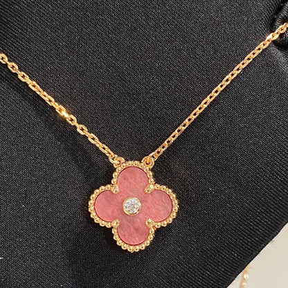 [⭐Miroze]CLOVER 15MM DIAMOND RHODONITE NECKLACE