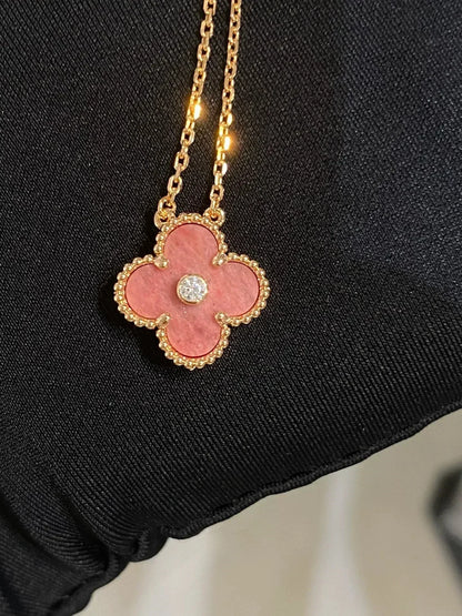 [⭐Miroze]CLOVER 15MM DIAMOND RHODONITE NECKLACE