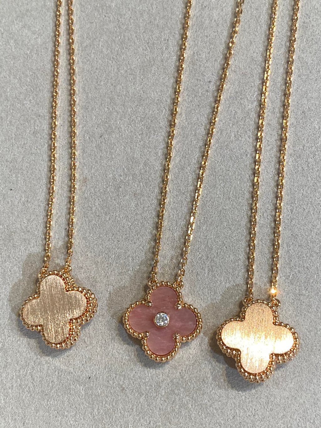⭐Miroze CLOVER 15MM DIAMOND RHODONITE NECKLACE