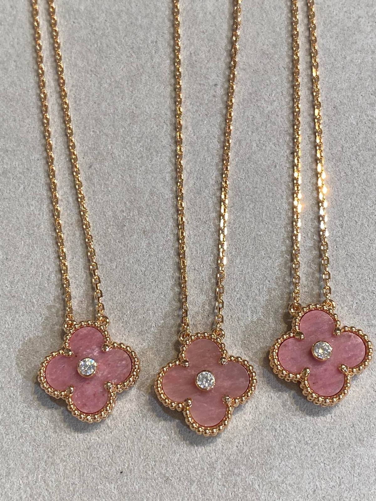 [⭐Miroze]CLOVER 15MM DIAMOND RHODONITE NECKLACE