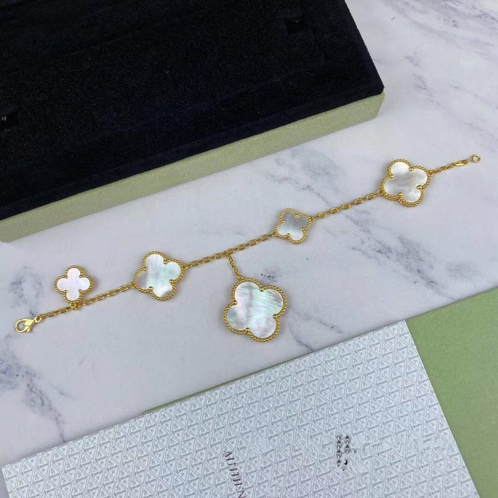⭐Miroze MAGIC CLOVER MOP GOLD BRACELET 5 MOTIFS