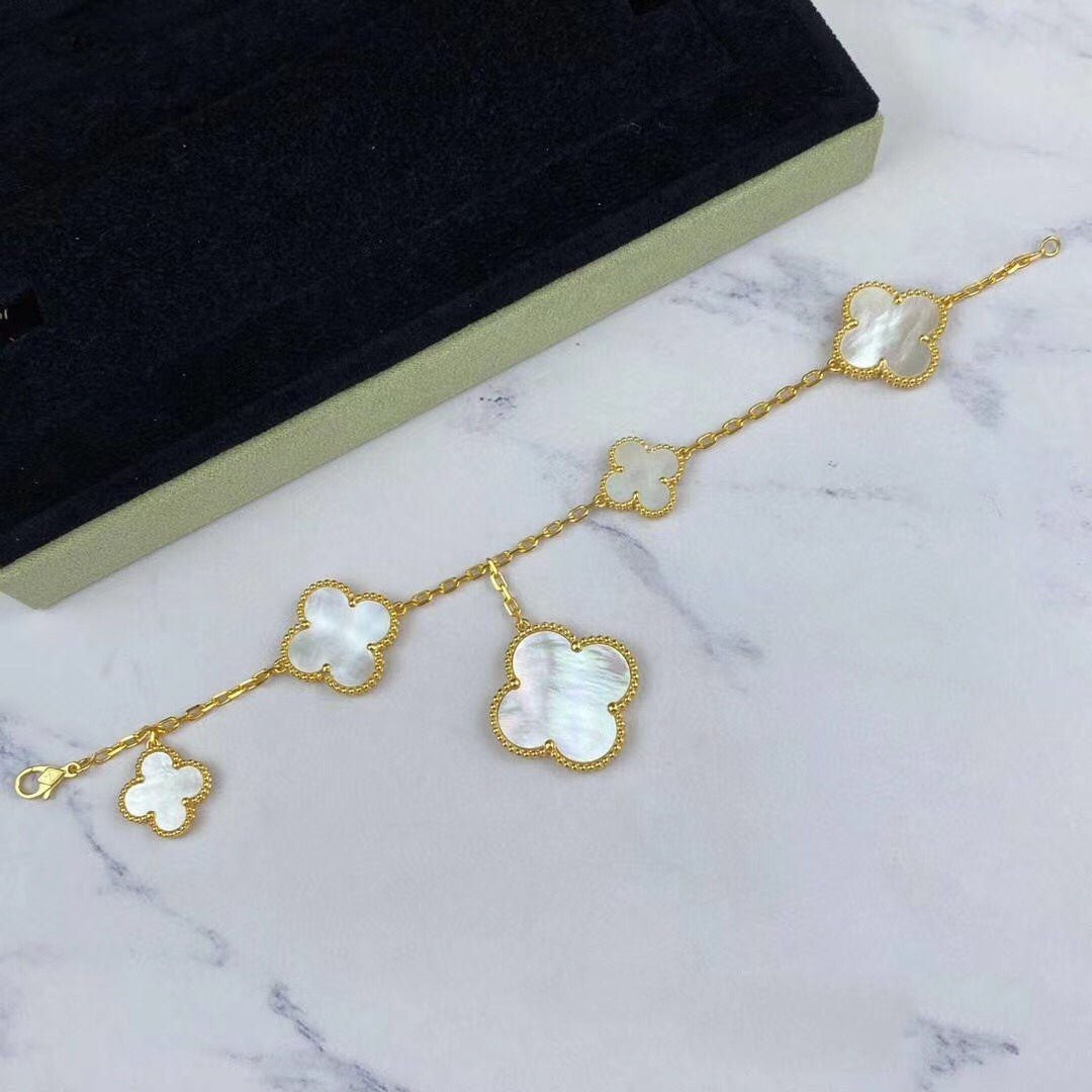 ⭐Miroze MAGIC CLOVER MOP GOLD BRACELET 5 MOTIFS