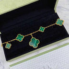 ⭐Miroze MAGIC CLOVER MALACHITE GOLD BRACELET 5 MOTIFS