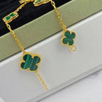 ⭐Miroze MAGIC CLOVER MALACHITE GOLD BRACELET 5 MOTIFS