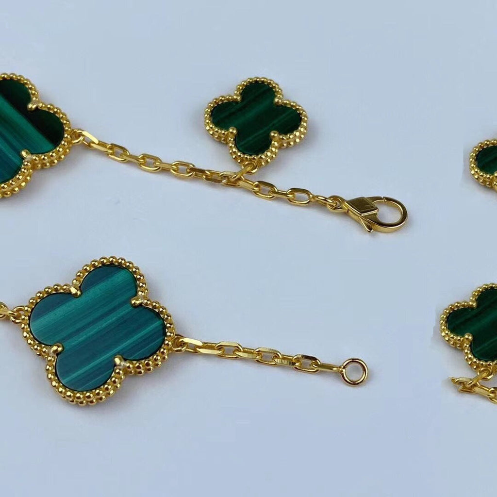 ⭐Miroze MAGIC CLOVER MALACHITE GOLD BRACELET 5 MOTIFS