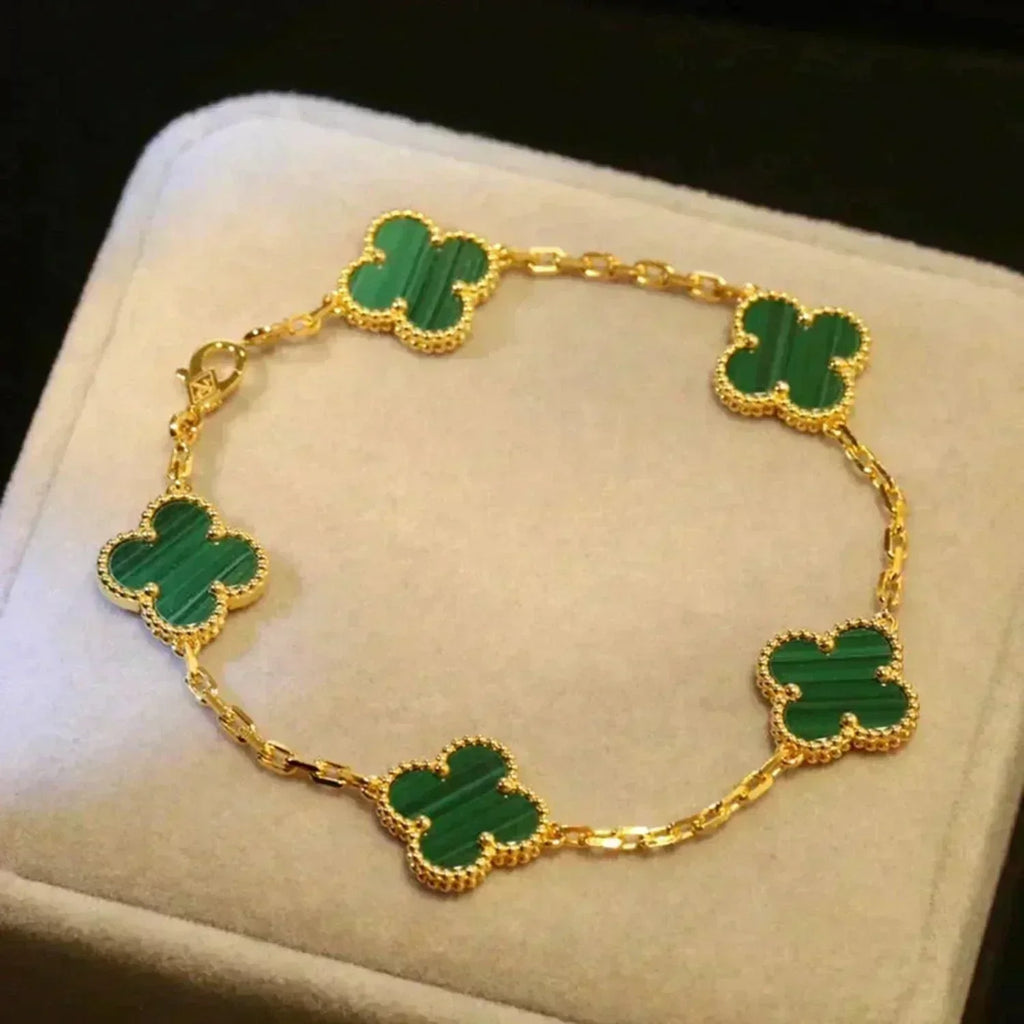[⭐Miroze ]New  CLOVER 5 MOTIF MALACHITE BRACELET COLLECTION
