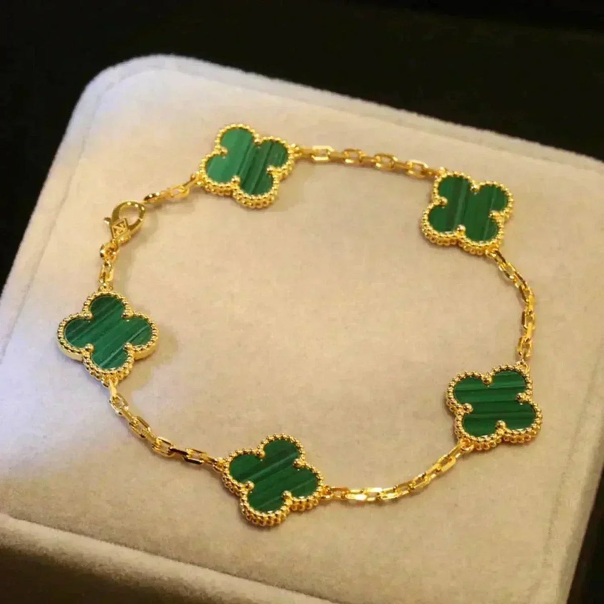[⭐Miroze ]New  CLOVER 5 MOTIF MALACHITE BRACELET COLLECTION