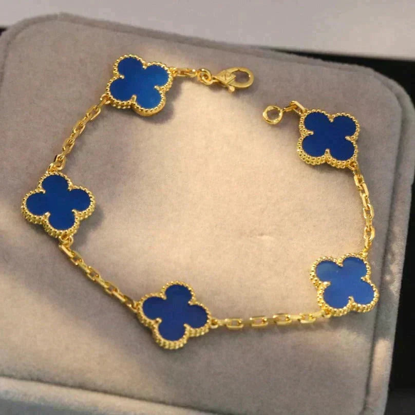 [⭐Miroze ]New CLOVER 5 MOTIF BLUE AGATE BRACELET COLLECTION
