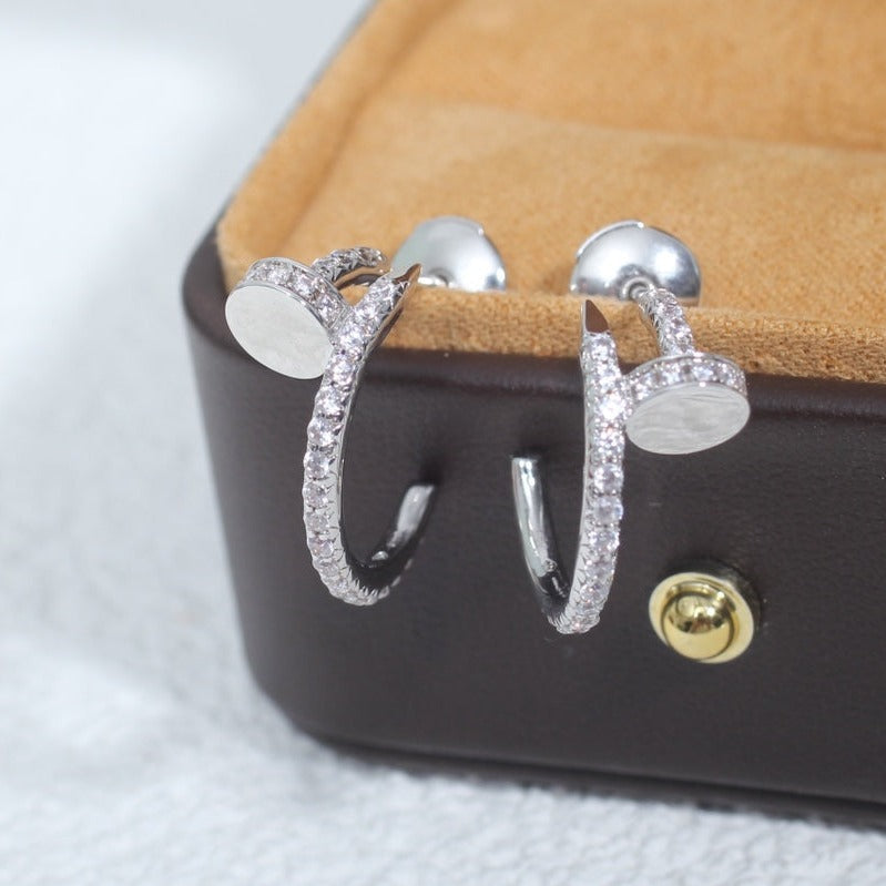[⭐Miroze]JUSTE EARRINGS 12.75MM SILVER DIAMOND