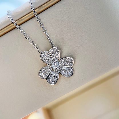 [⭐Miroze]CLOVER DIAMOND NECKLACE SILVER
