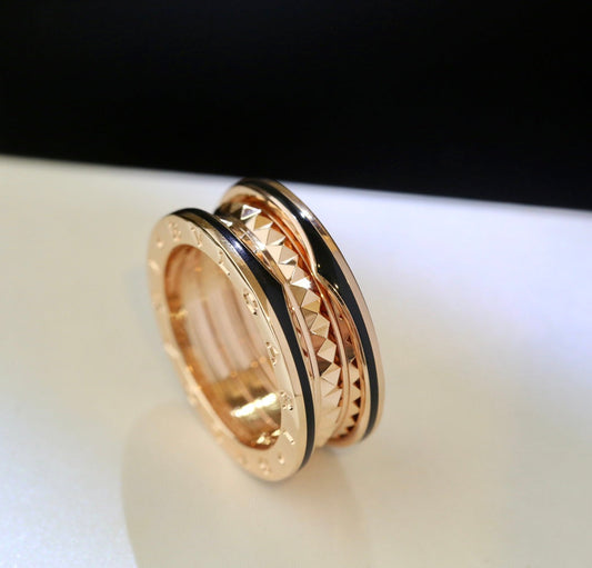 [⭐Miroze]ZERO 1 PINK GOLD BLACK CERAMIC RING