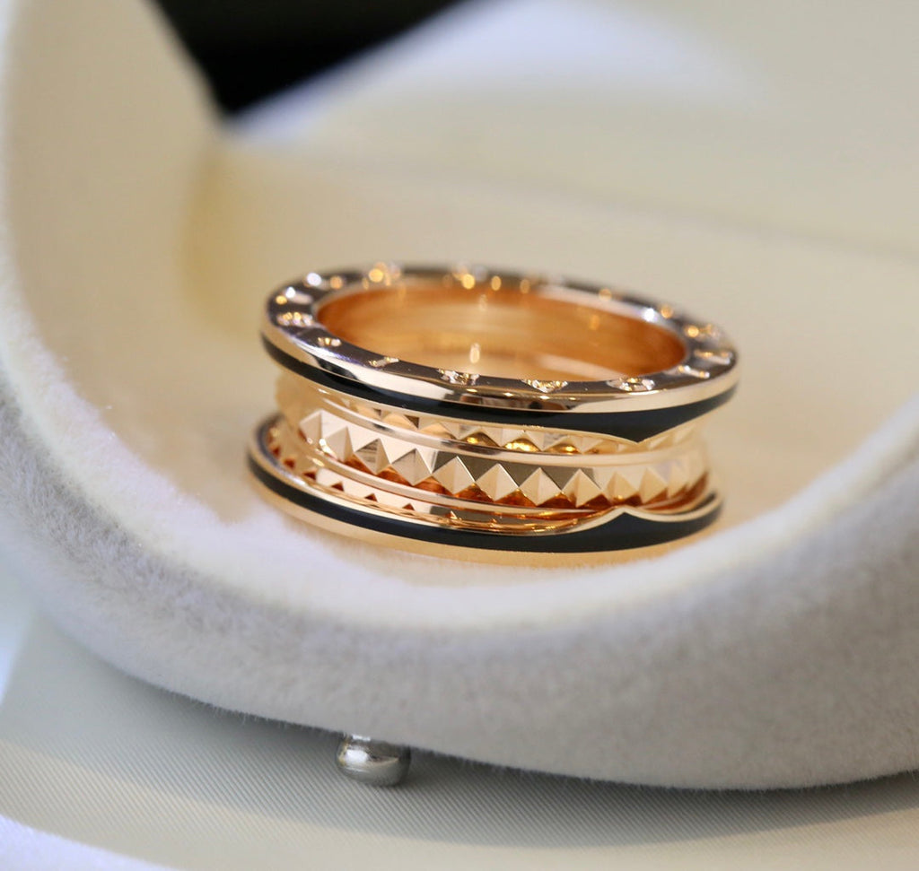 [⭐Veya]ZERO 1 PINK GOLD BLACK CERAMIC RING