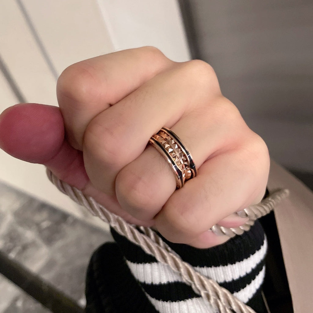 [⭐Veya]ZERO 1 PINK GOLD BLACK CERAMIC RING