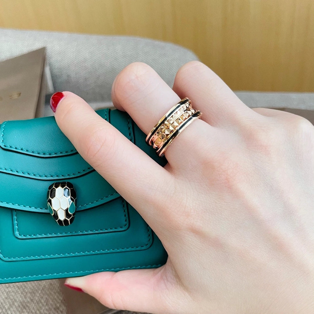 [⭐Veya]ZERO 1 PINK GOLD BLACK CERAMIC RING