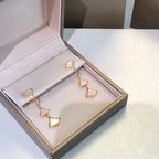 [⭐Veya]DREAM EARRINGS 3 MOTIFS DIAMOND MOP PINK GOLD