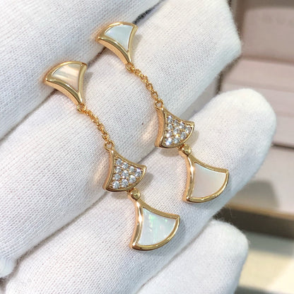 [⭐Miroze]DREAM EARRINGS 3 MOTIFS DIAMOND MOP PINK GOLD