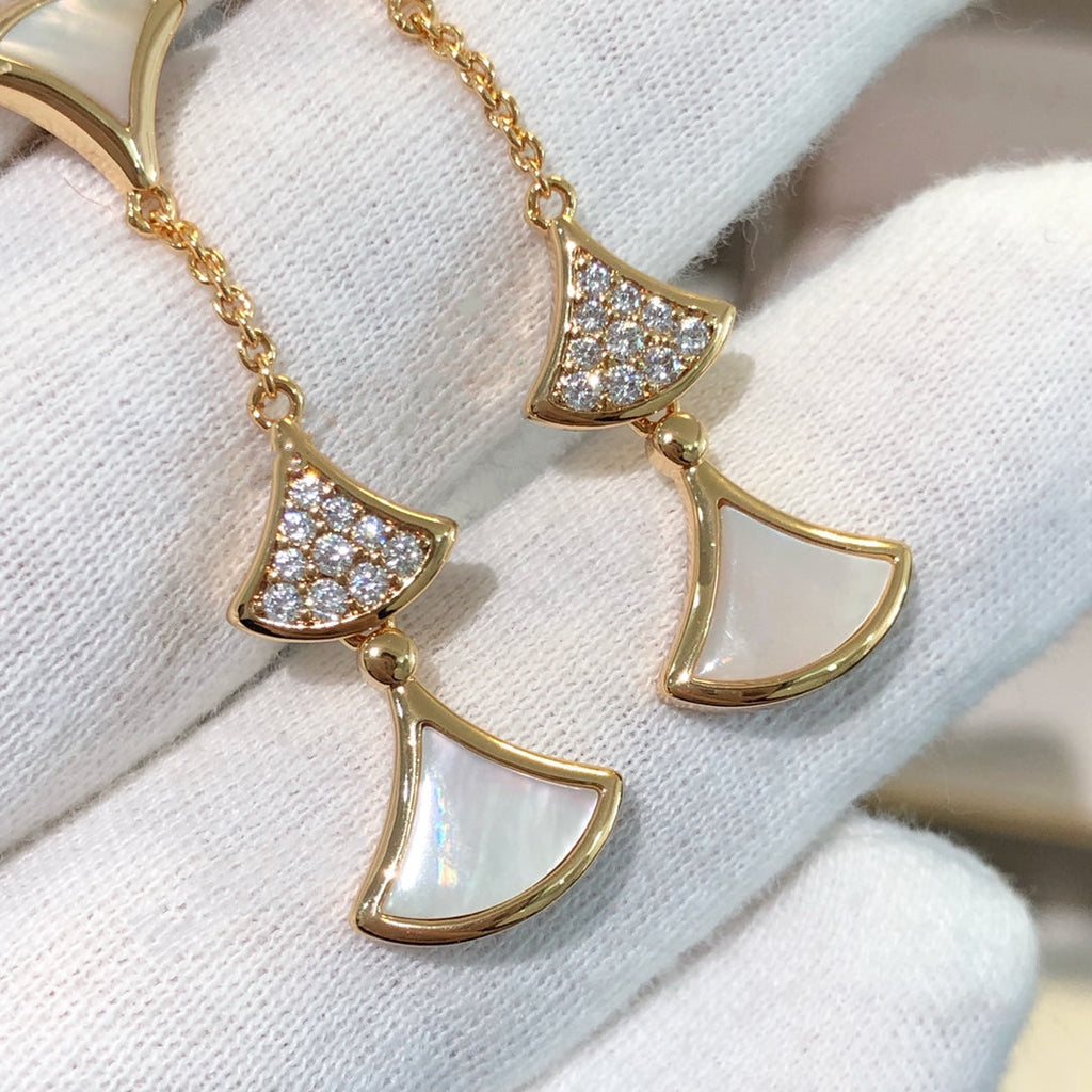 [⭐Veya]DREAM EARRINGS 3 MOTIFS DIAMOND MOP PINK GOLD