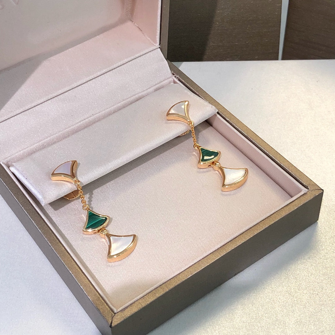 [⭐Veya]DREAM EARRINGS 3 MOTIFS MALACHITE MOP PINK GOLD