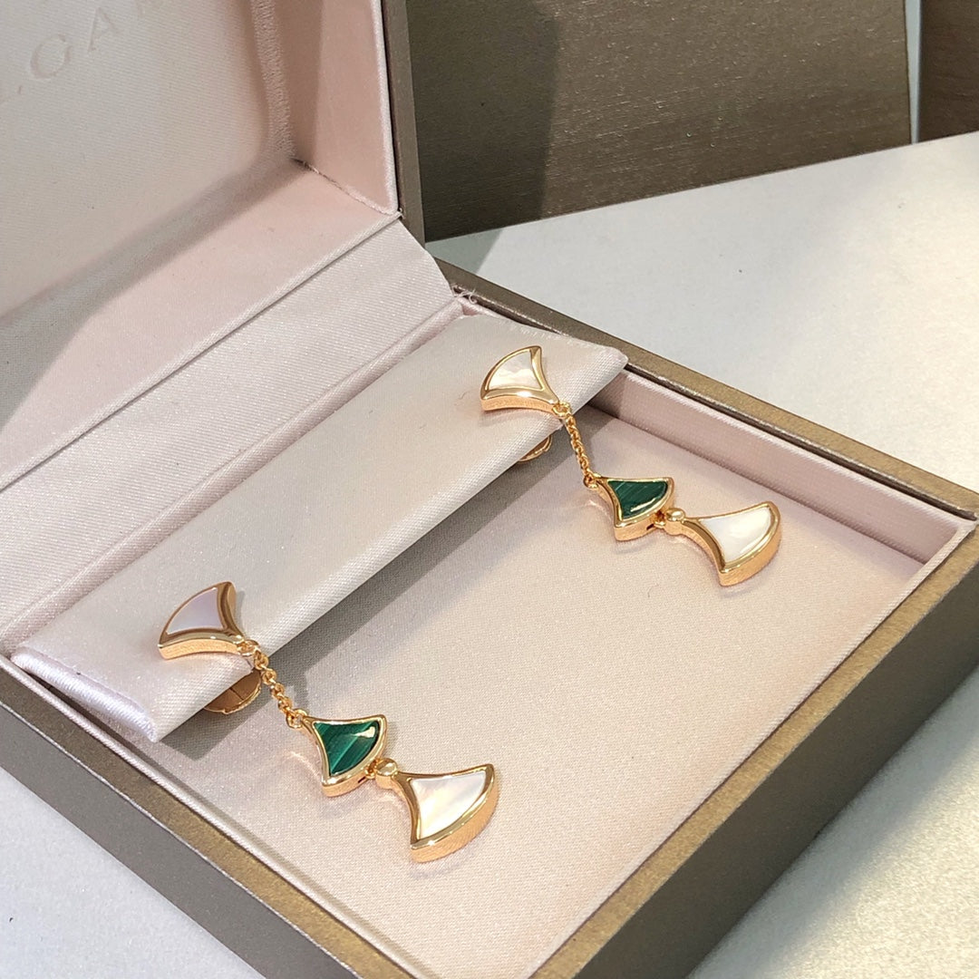 [⭐Miroze]DREAM EARRINGS 3 MOTIFS MALACHITE MOP PINK GOLD