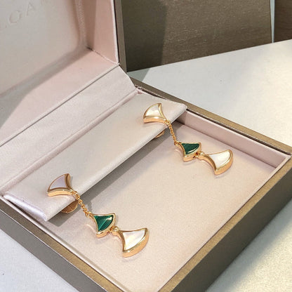 [⭐Miroze]DREAM EARRINGS 3 MOTIFS MALACHITE MOP PINK GOLD
