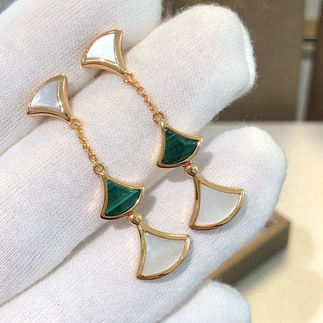 [⭐Miroze]DREAM EARRINGS 3 MOTIFS MALACHITE MOP PINK GOLD