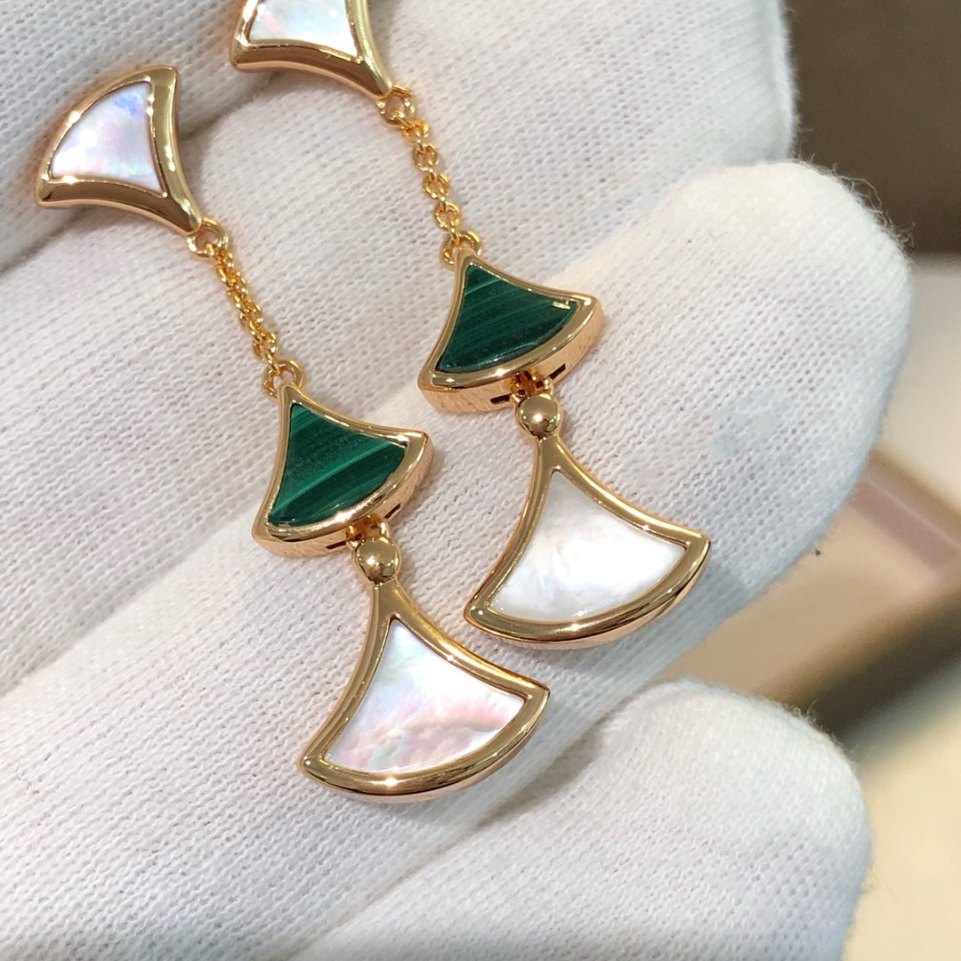 [⭐Veya]DREAM EARRINGS 3 MOTIFS MALACHITE MOP PINK GOLD