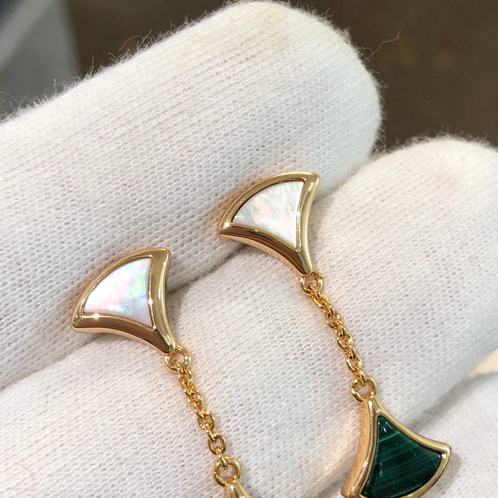 [⭐Veya]DREAM EARRINGS 3 MOTIFS MALACHITE MOP PINK GOLD