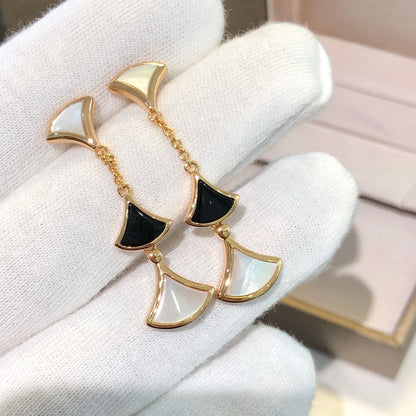 [⭐Miroze]DREAM EARRINGS 3 MOTIFS ONYX MOP PINK GOLD