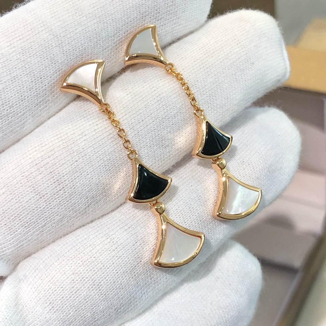 [⭐Miroze]DREAM EARRINGS 3 MOTIFS ONYX MOP PINK GOLD