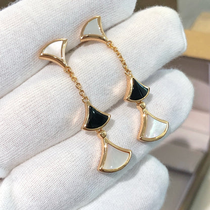 [⭐Miroze]DREAM EARRINGS 3 MOTIFS ONYX MOP PINK GOLD