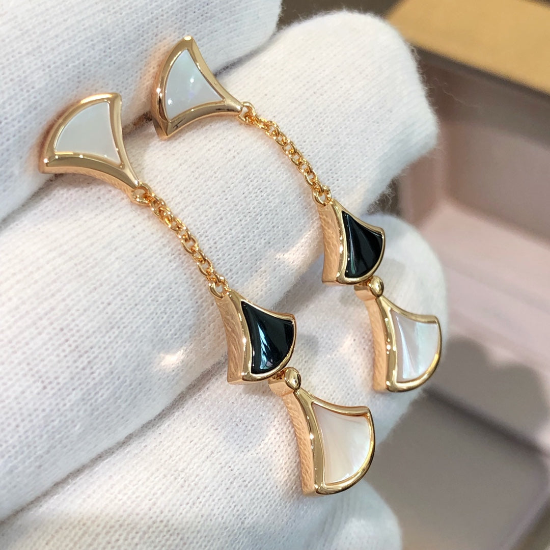 [⭐Miroze]DREAM EARRINGS 3 MOTIFS ONYX MOP PINK GOLD