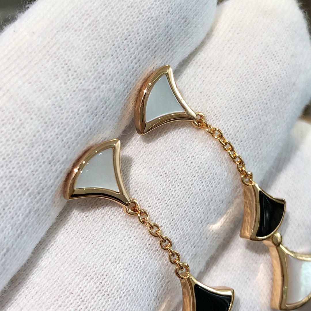 [⭐Miroze]DREAM EARRINGS 3 MOTIFS ONYX MOP PINK GOLD