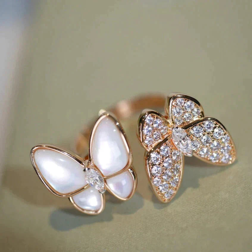 ⭐Miroze TWIN BUTTERFLY DIAMOND MOP RING