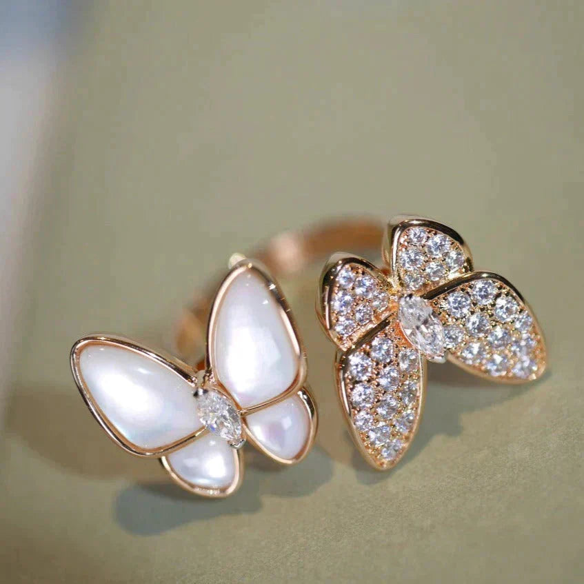 ⭐Miroze TWIN BUTTERFLY DIAMOND MOP RING