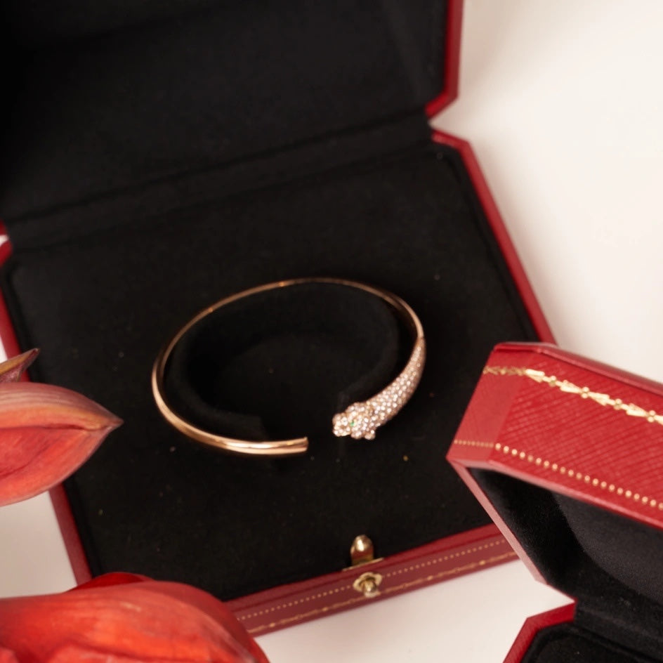⭐Miroze PANTHERE ROSE GOLD DIAMOND OPEN BRACELET