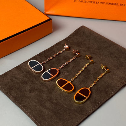 [⭐Miroze]CHAINE VERSO BLACK CERAMIC EARRINGS