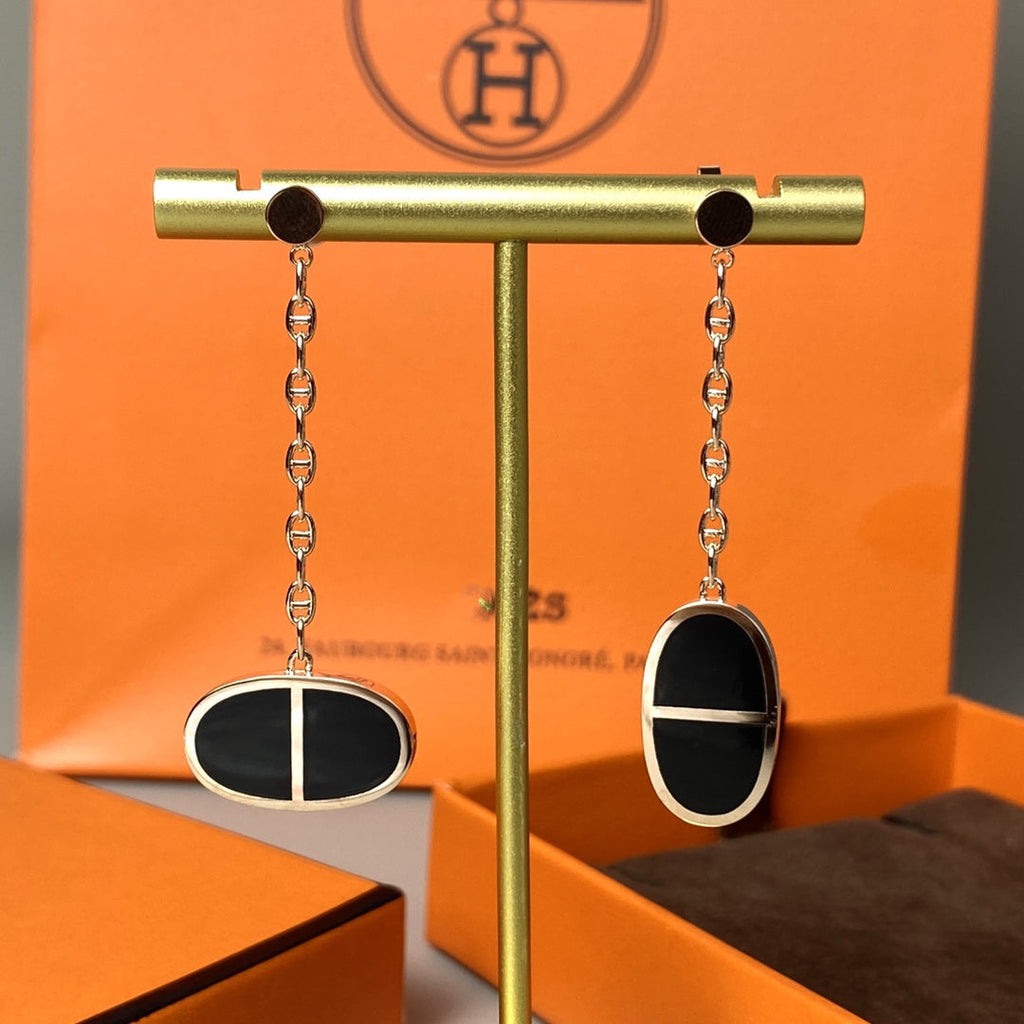 ⭐Miroze CHAINE VERSO BLACK CERAMIC EARRINGS