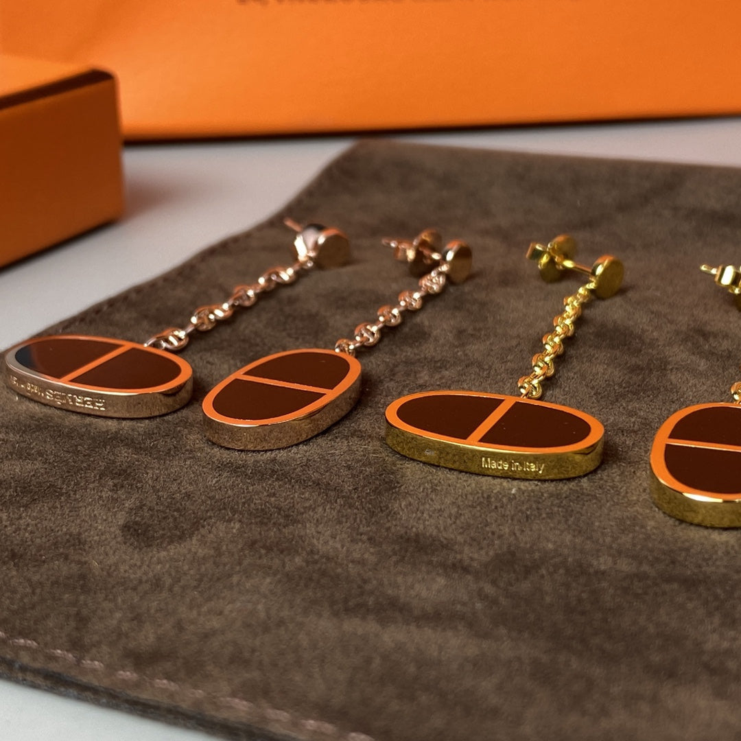 ⭐Miroze CHAINE VERSO BLACK CERAMIC EARRINGS