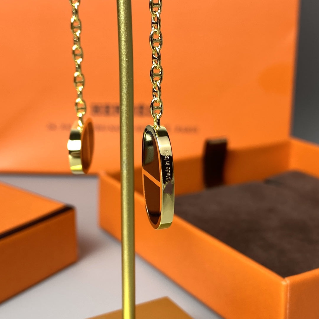 [⭐Miroze]CHAINE VERSO BLACK CERAMIC EARRINGS