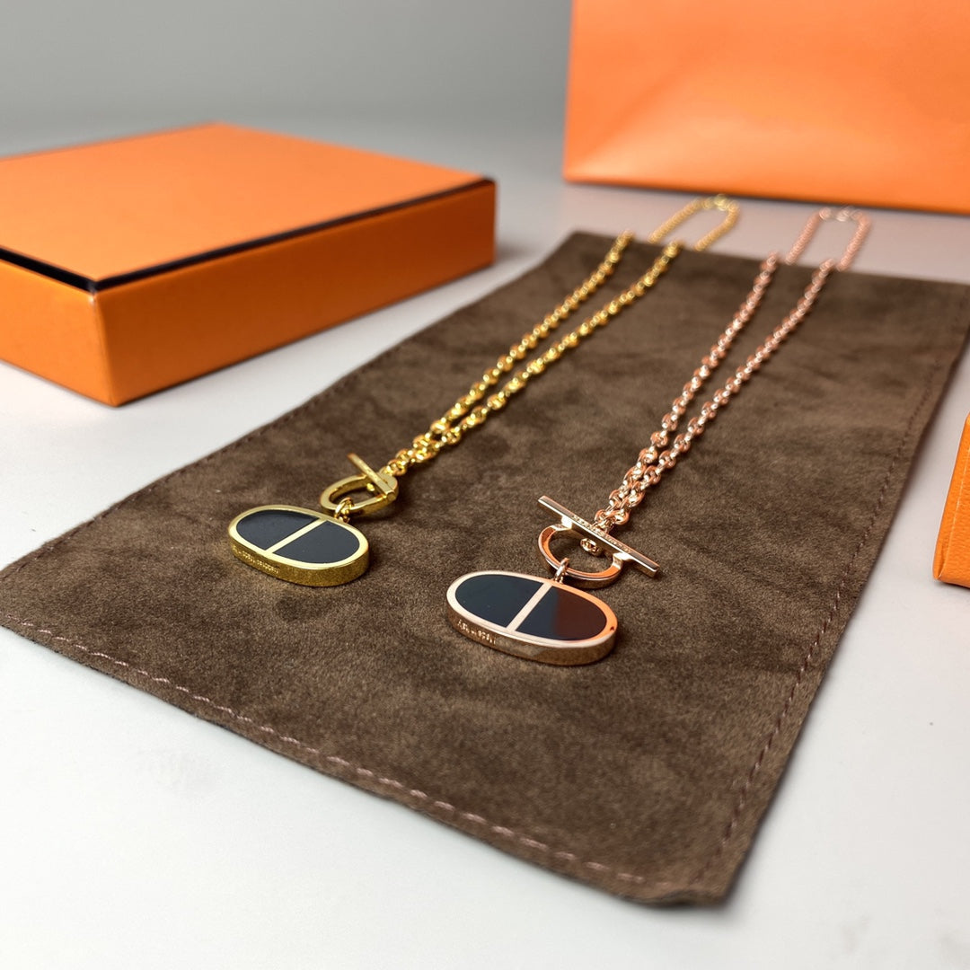 [⭐Miroze]CHAINE VERSO BLACK CERAMIC NECKLACE