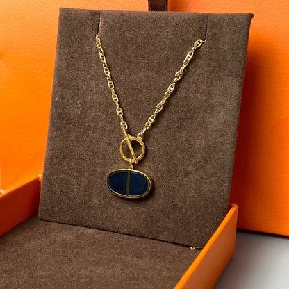 [⭐Miroze]CHAINE VERSO BLACK CERAMIC NECKLACE