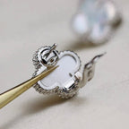 ⭐Miroze CLOVER MEDIUM 1 MOTIFS  WHITE MOP EARRINGS SILVER