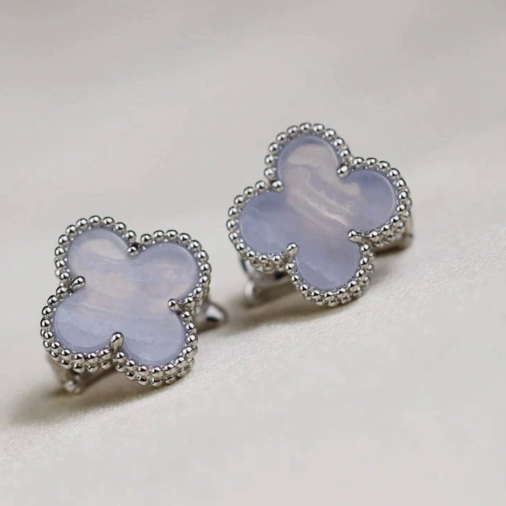 ⭐Miroze CLOVER MEDIUM 1 MOTIFS  WHITE MOP EARRINGS SILVER