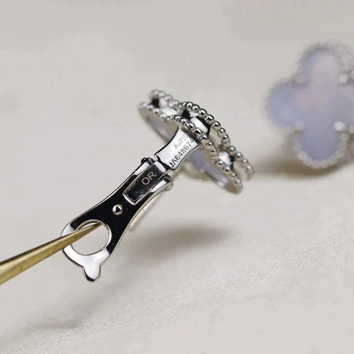 ⭐Miroze CLOVER MEDIUM 1 MOTIFS  WHITE MOP EARRINGS SILVER