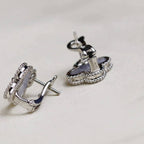 ⭐Miroze CLOVER MEDIUM 1 MOTIFS  WHITE MOP EARRINGS SILVER