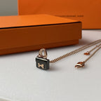 ⭐Miroze CONSTANCE BLACK PEDANT PINK GOLD NECKLACE