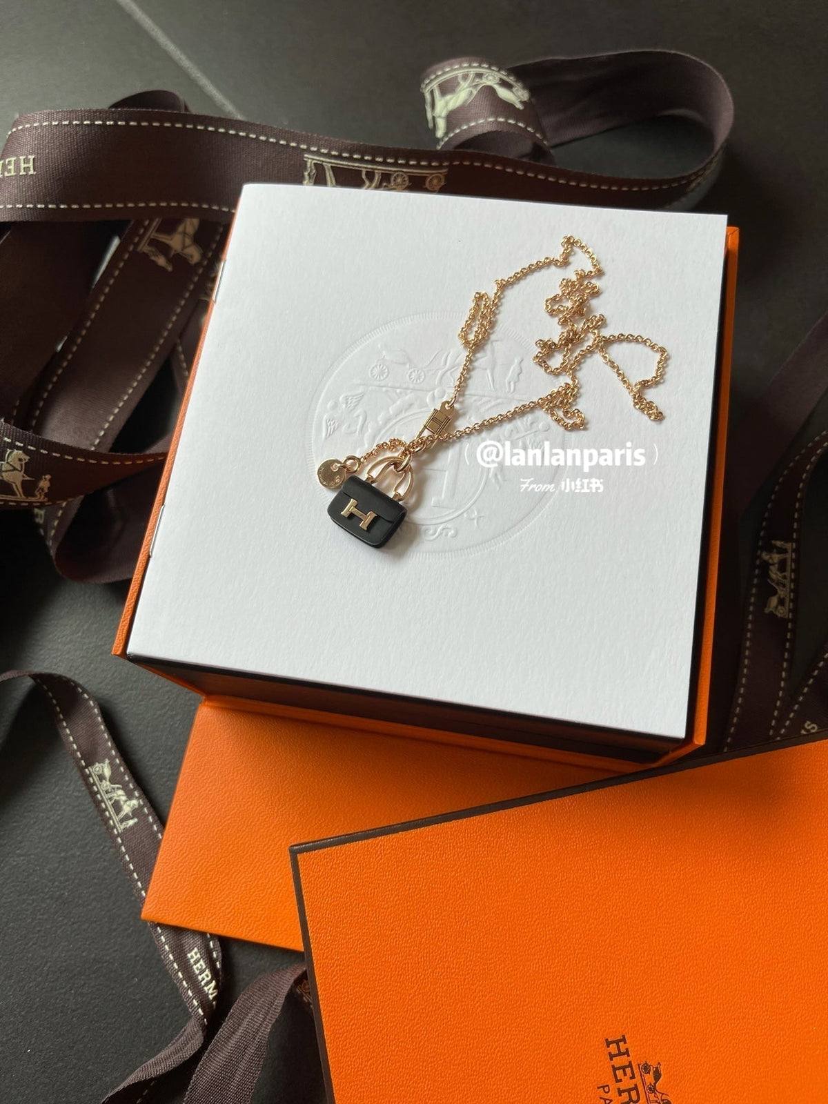 [⭐Miroze]CONSTANCE BLACK PEDANT PINK GOLD NECKLACE